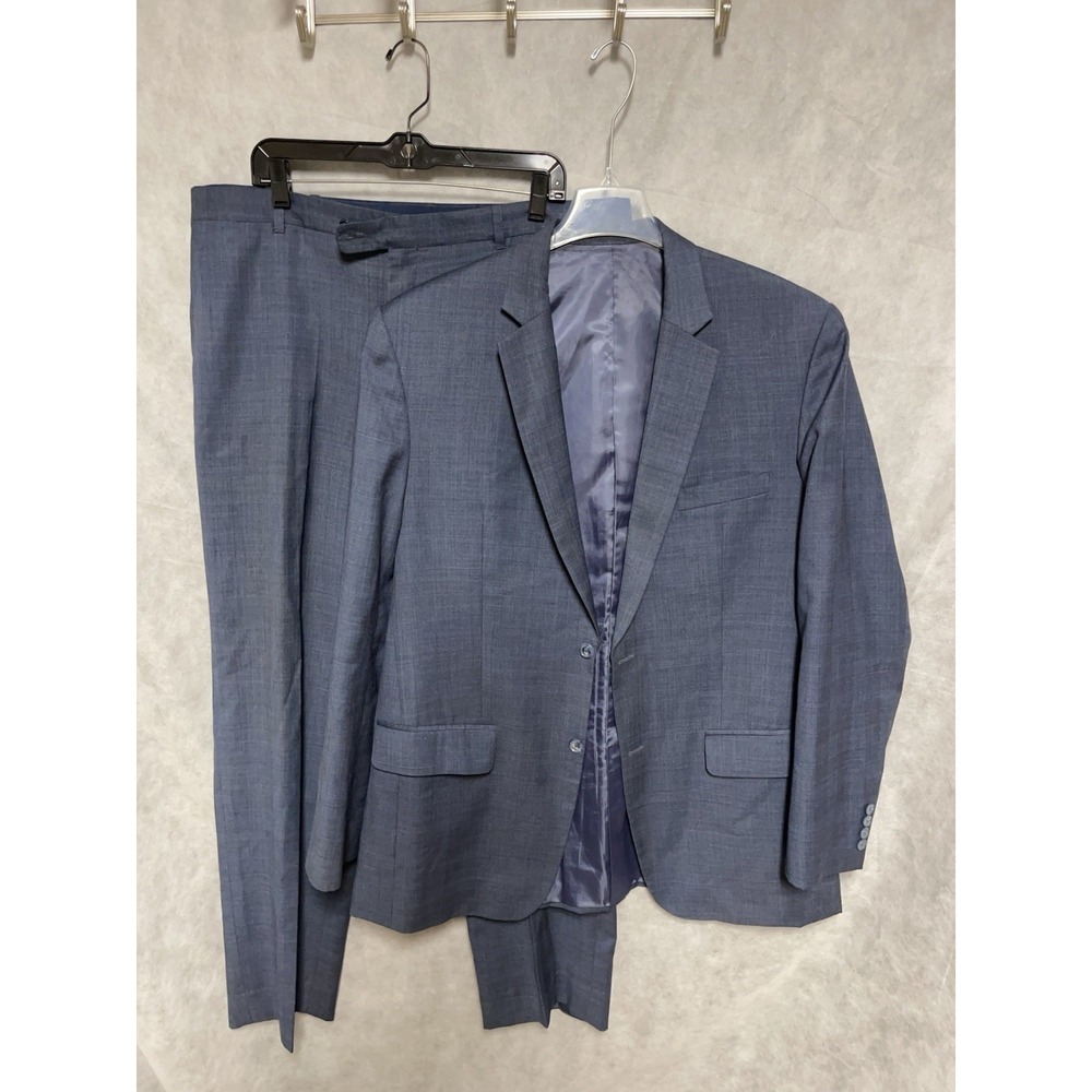 Bespoke Suit Men 44XL Blue‎ Glen Plaid Wool 2B Flannel Academia 39X33 Pants Luxe